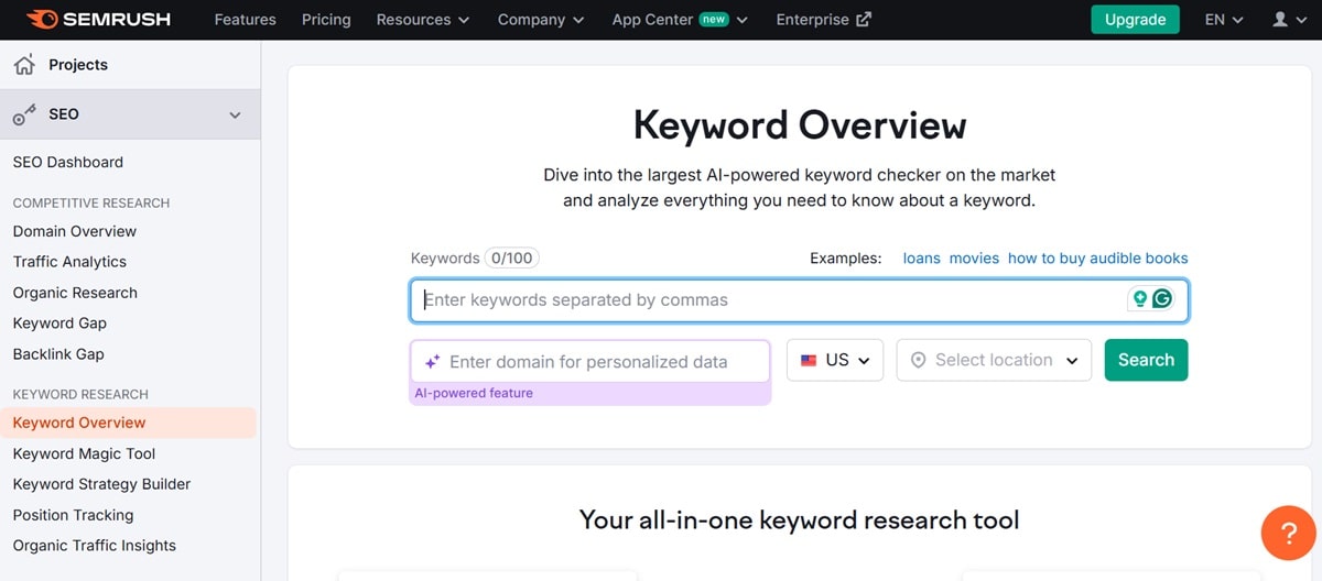 Semrush's SEO tool